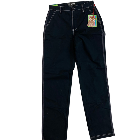 Houston White Carpenter Pants - Jet Black with White Stitching 29x34 BRAND NEW - Picture 1 of 4